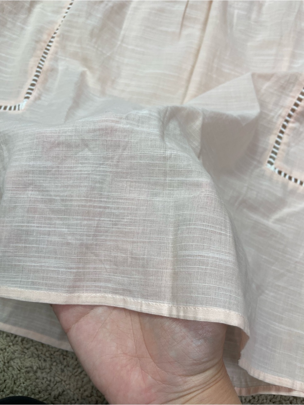 Loft Women’s Pale Pink Eyelet Yoke Peasant‎ Top - Picture 10 of 12